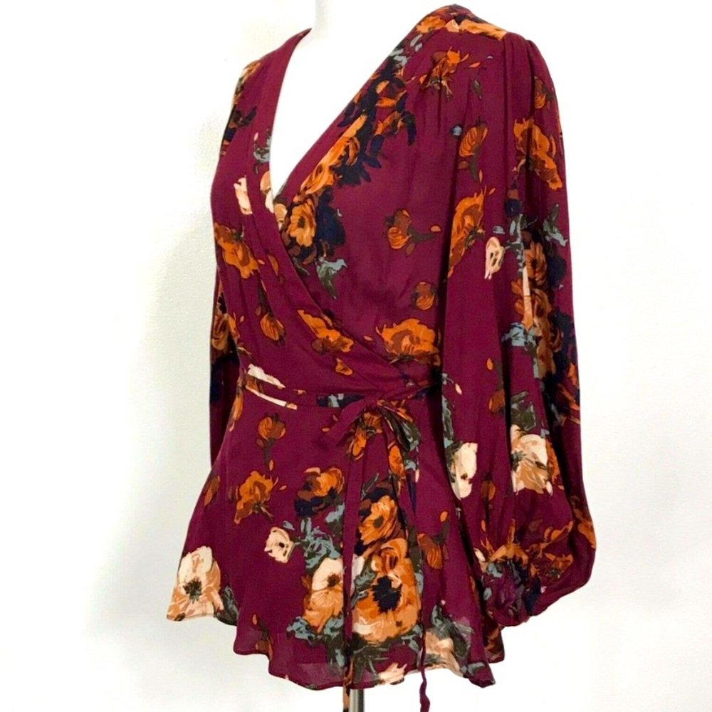 HD in Paris | Anthro Ruby Floral Gail Surplice Wrap Blouse - Picture 2 of 12